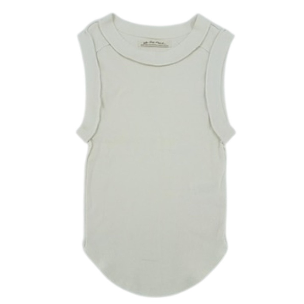 We The Free Cream Ribbed Tank Top XS Sleeveless Raw Hem NWOT